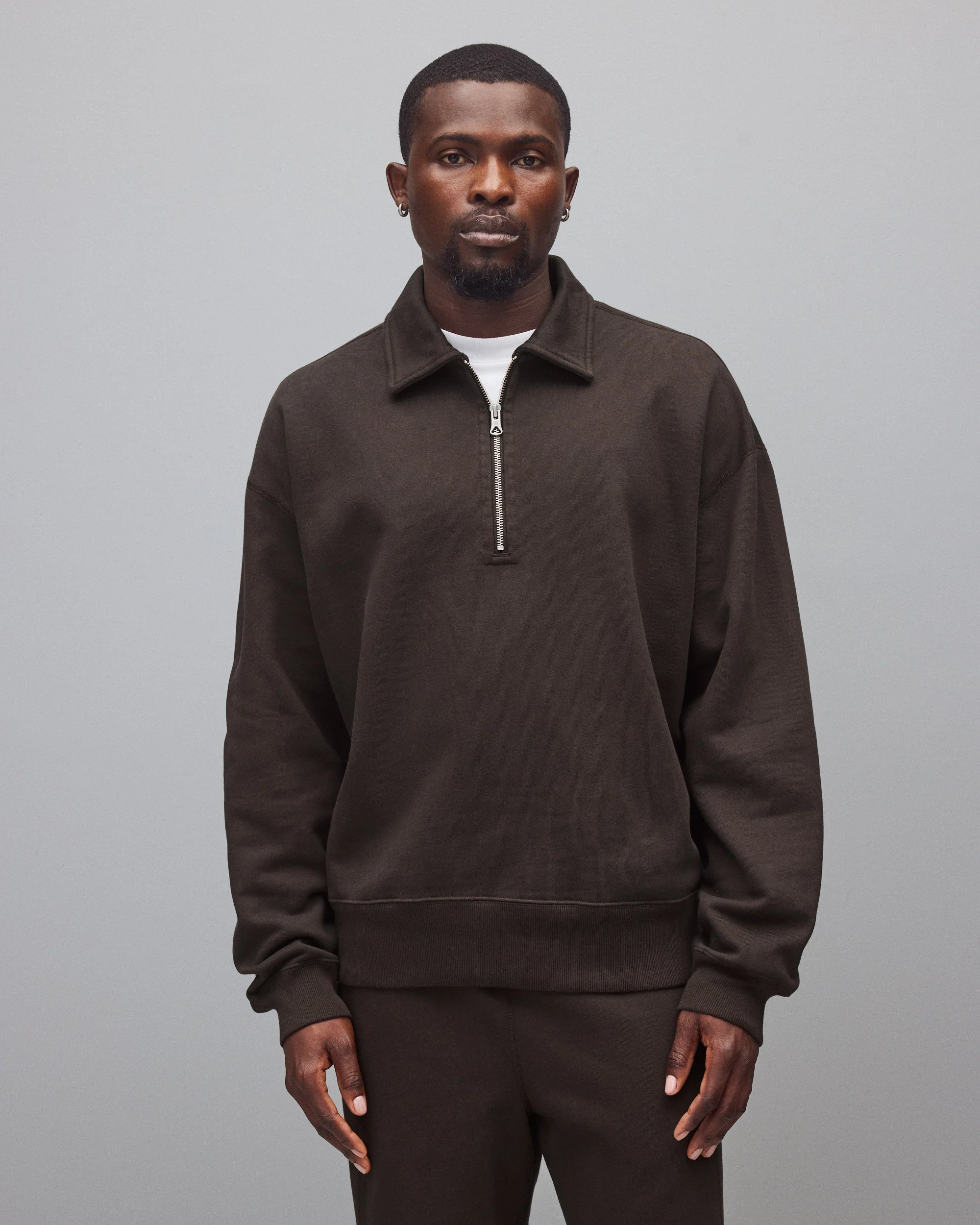Brushed Fleece Relaxed Half Zip Sweatshirt - Image 2