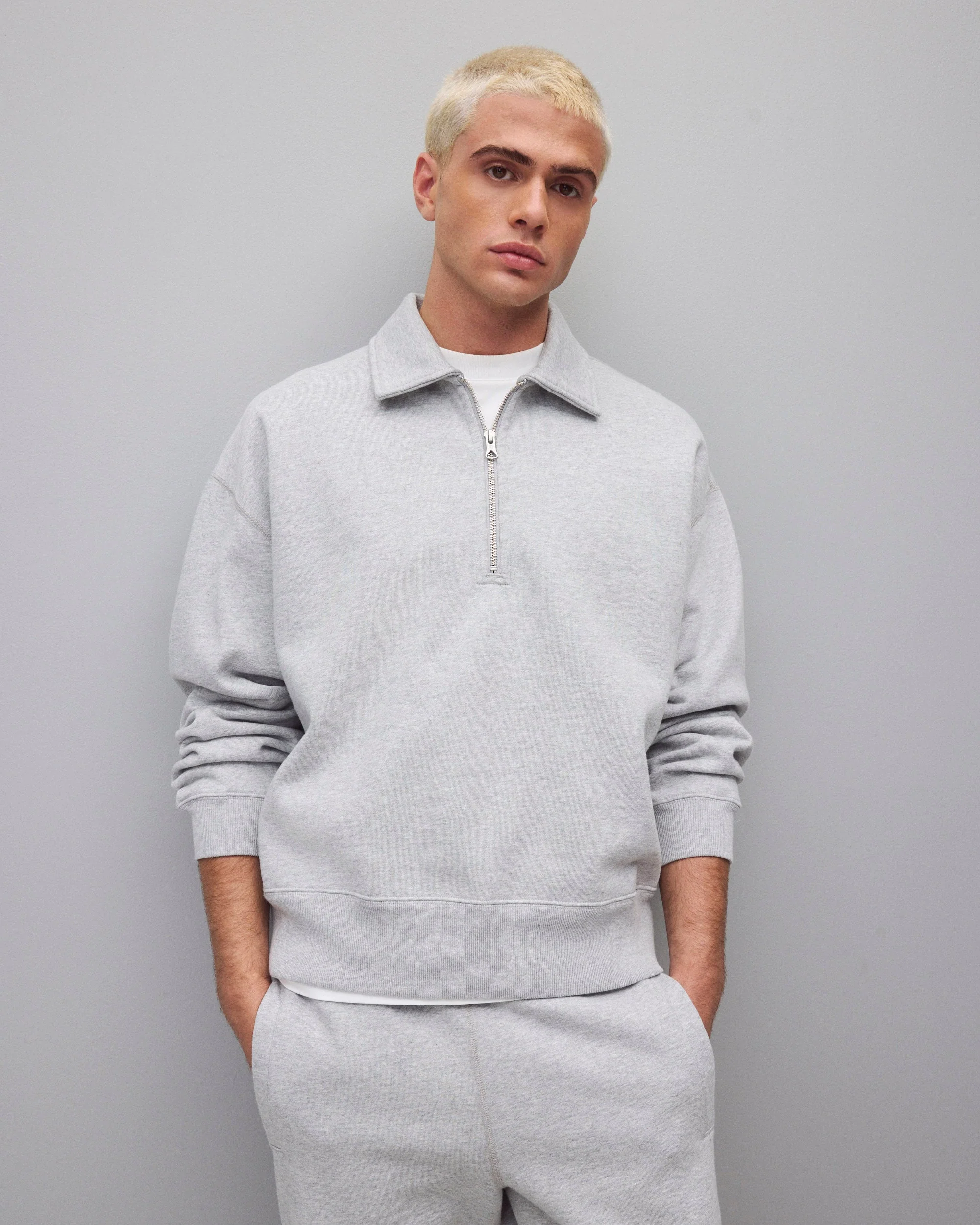 Brushed Fleece Relaxed Half Zip Sweatshirt - Image 2