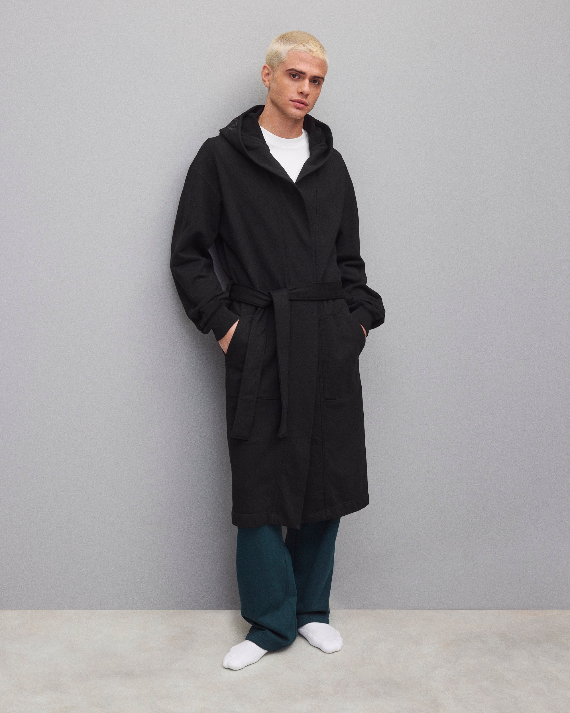 Midweight Terry Logo Relaxed Hooded Robe - Image 2